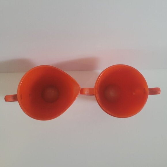 Vintage Anchor Hocking Rainbow Tangerine Cream & Sugar Set - Picture 4 of 5